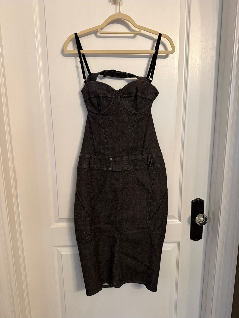 D&G Dark Gray Denim Bustier Pencil Dress
